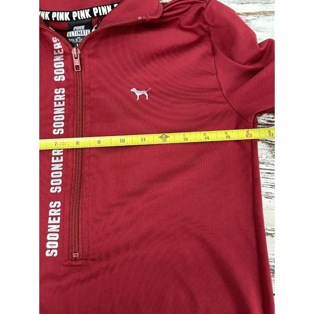 VICTORIAS SECRET PINK Ultimate Oklahoma Sooners Size Small 5th & Ocean 1/4 Zip - Picture 5 of 7
